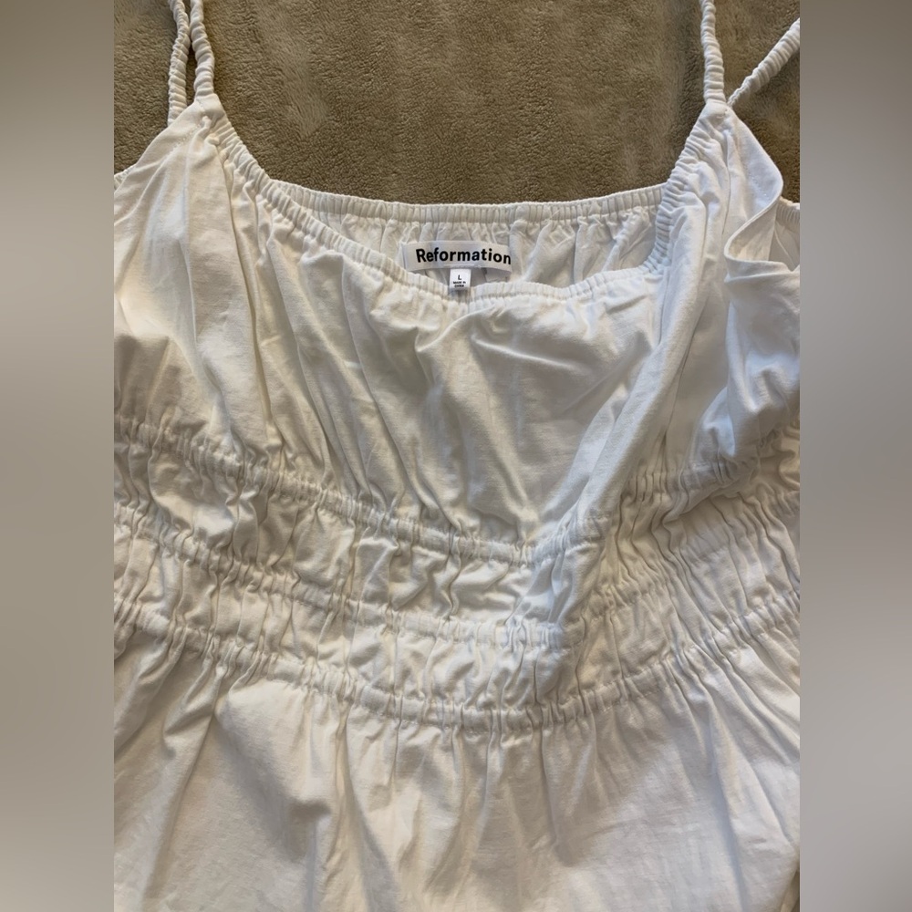 MIDI white sleeveless reformation dress